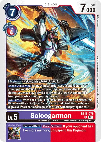 Digimon TCG Card BT16-076 Soloogarmon