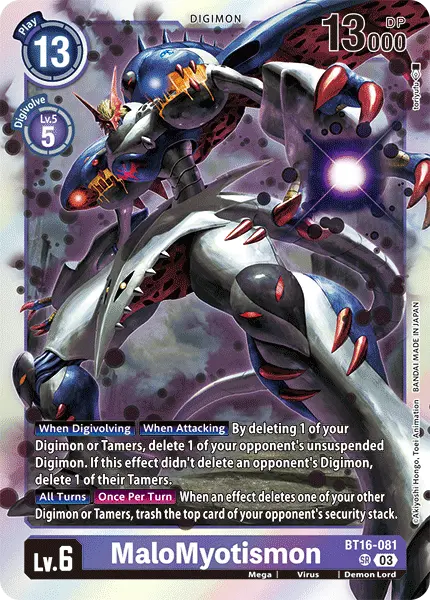 Deck Myotismon Bandai with preview of card BT16-081