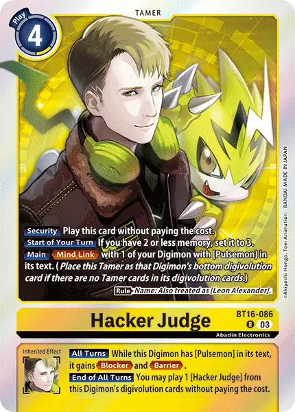Digimon TCG Card 'BT16-086' 'Hacker Judge'