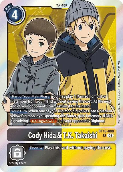 Digimon TCG Card BT16-088 Cody Hida & T.K. Takaishi