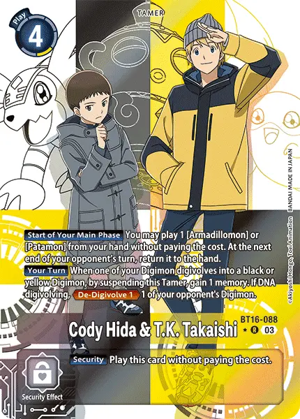 Digimon TCG Card BT16-088_P1 Cody Hida & T.K. Takaishi