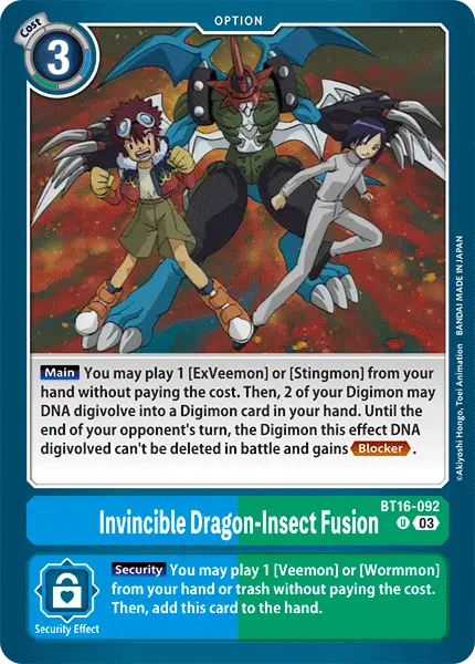 Digimon TCG Card 'BT16-092' 'Invincible Dragon-Insect Fusion'
