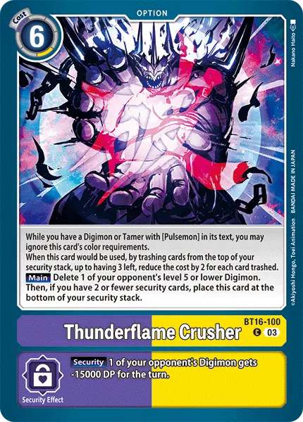 Digimon TCG Card 'BT16-100' 'Thunderflame Crusher'