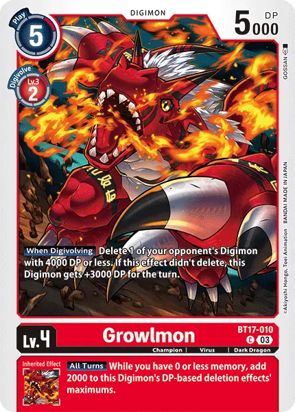 Digimon TCG Card 'BT17-010' 'Growlmon'