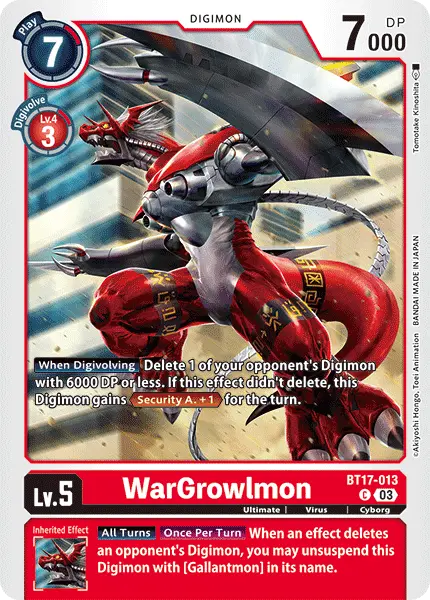 Digimon TCG Card BT17-013 WarGrowlmon