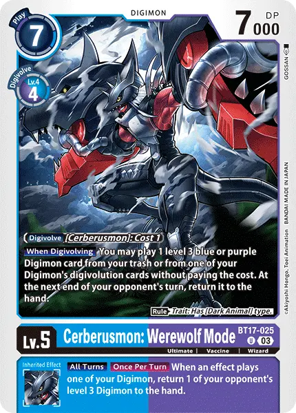 Digimon TCG Card 'BT17-025' 'Cerberusmon: Werewolf Mode'