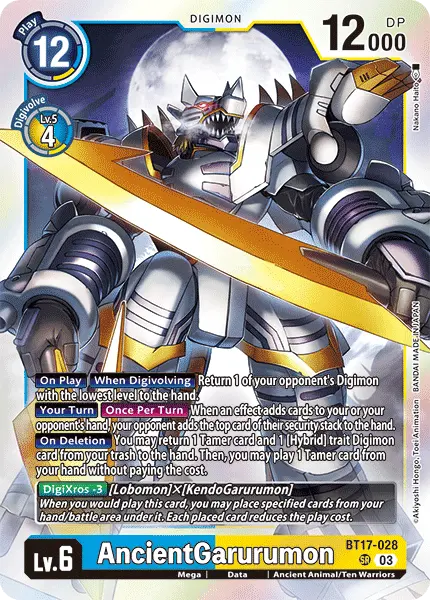 Deck AncientGarurumon - 13th with preview of card BT17-028