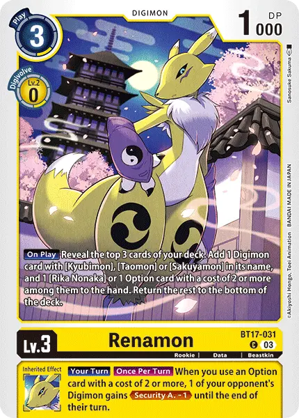 Digimon TCG Card 'BT17-031' 'Renamon'