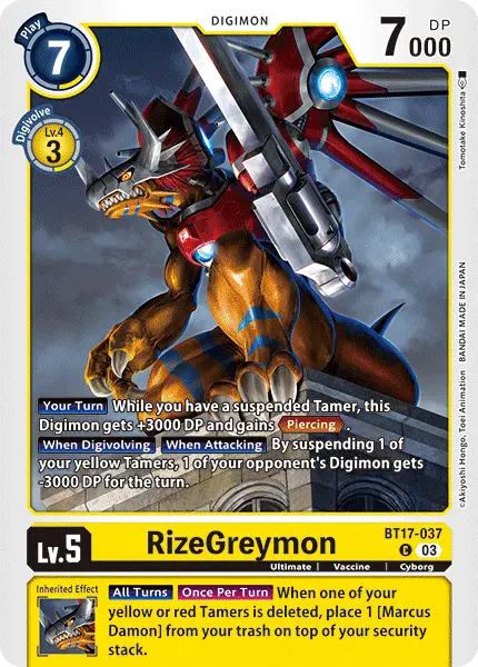 Digimon TCG Card 'BT17-037' 'RizeGreymon'