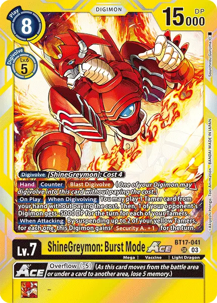 Digimon TCG Card BT17-041 ShineGreymon: Burst Mode