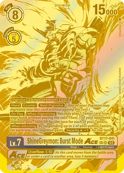 Digimon TCG Card 'BT17-041_P2' 'ShineGreymon: Burst Mode'