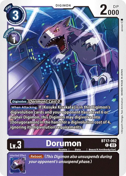 Digimon TCG Card BT17-062 Dorumon