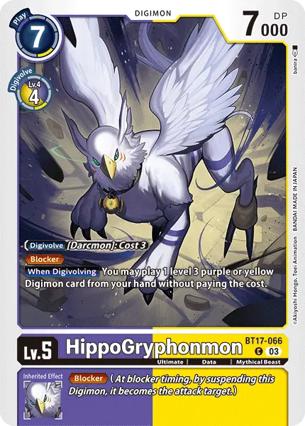 Digimon TCG Card 'BT17-066' 'HippoGryphonmon'