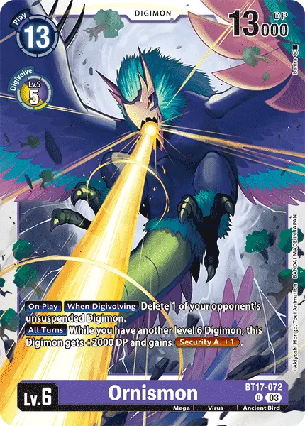 Digimon TCG Card 'BT17-072' 'Ornismon'