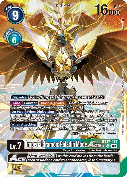 Digimon TCG Card BT17-077_P1 Imperialdramon: Paladin Mode