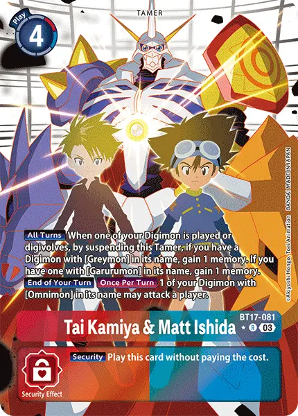 Digimon TCG Card BT17-081_P1 Tai Kamiya & Matt Ishida