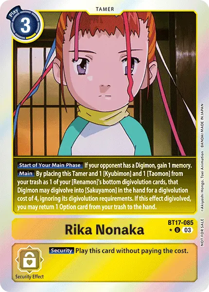 Digimon TCG Card 'BT17-085_P2' 'Rika Nonaka'