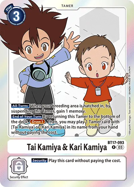 Digimon TCG Card 'BT17-093' 'Tai Kamiya & Kari Kamiya'