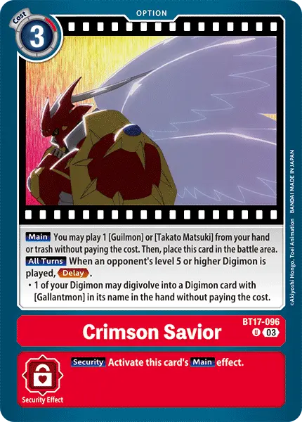 Digimon TCG Card BT17-096 Crimson Savior