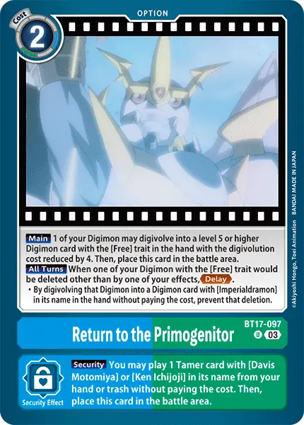 Digimon TCG Card BT17-097 Return to the Primogenitor