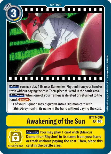 Digimon TCG Card 'BT17-099' 'Awakening of the Sun'