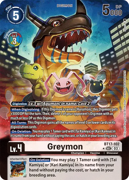 Digimon TCG Card 'BT17-102_P1' 'Greymon'