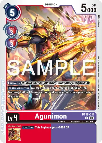 Digimon TCG Card 'BT18-011' 'Agunimon'