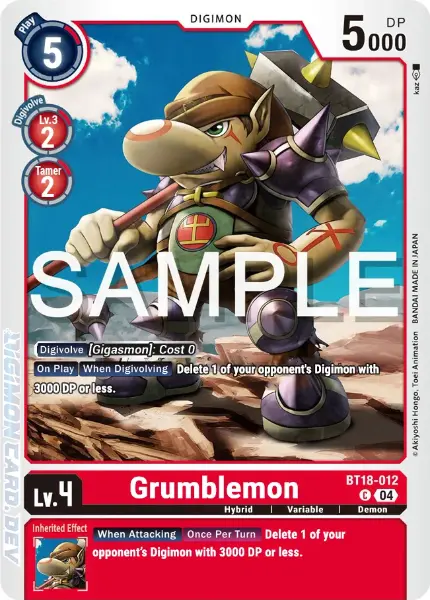 Digimon TCG Card BT18-012 Grumblemon