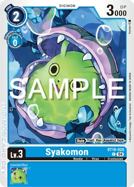 Digimon TCG Card BT18-020 Syakomon