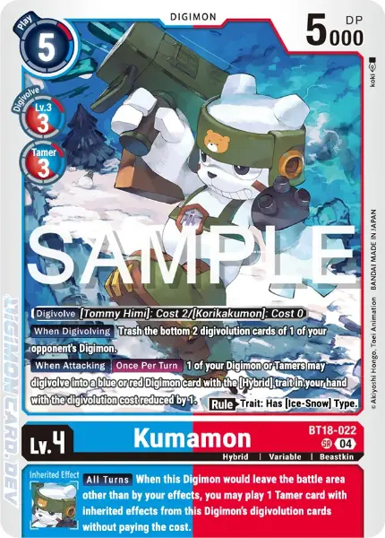 Digimon TCG Card 'BT18-022' 'Kumamon'