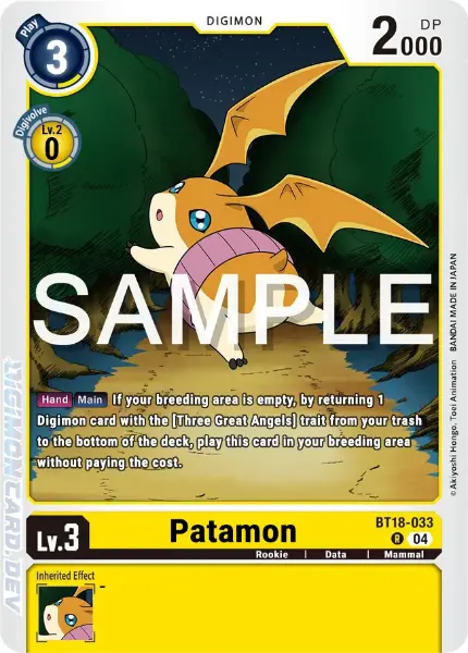 Digimon TCG Card BT18-033 Patamon