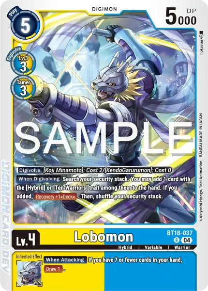 Digimon TCG Card 'BT18-037' 'Lobomon'