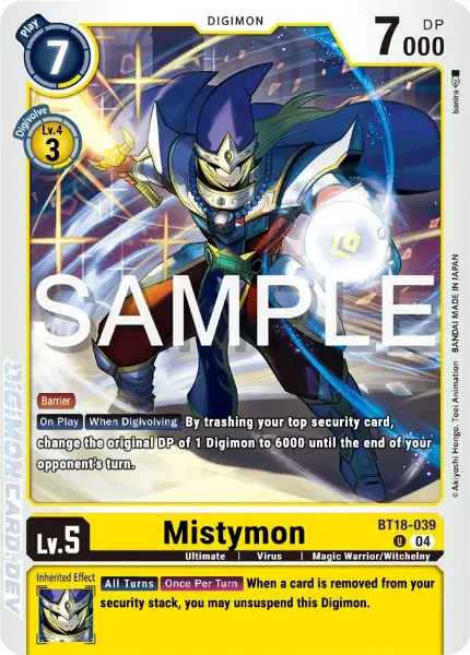 Digimon TCG Card 'BT18-039' 'Mistymon'