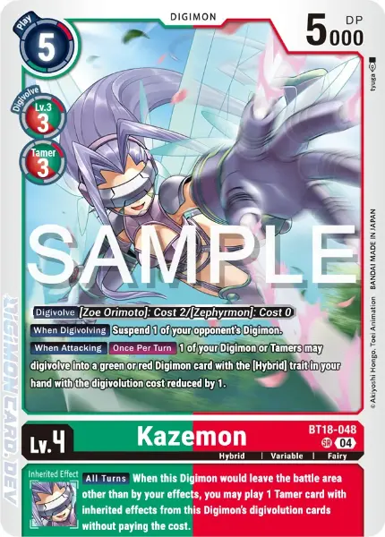 Digimon TCG Card BT18-048 Kazemon