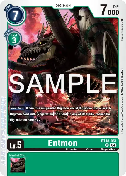 Digimon TCG Card 'BT18-051' 'Entmon'