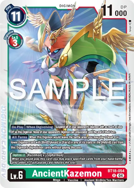 Digimon TCG Card BT18-054 AncientKazemon