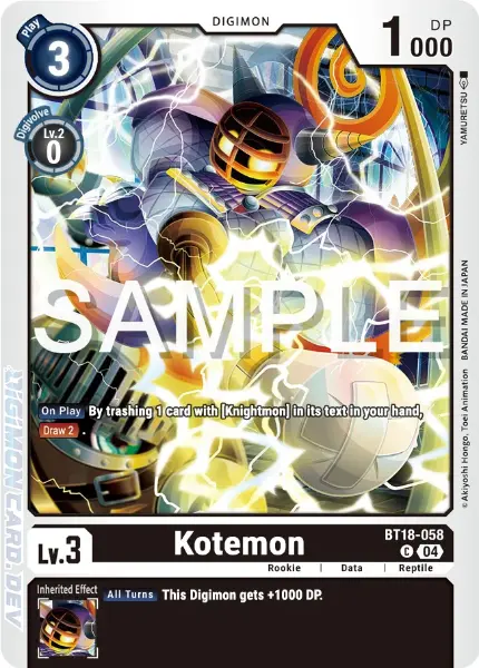 Digimon TCG Card BT18-058 Kotemon