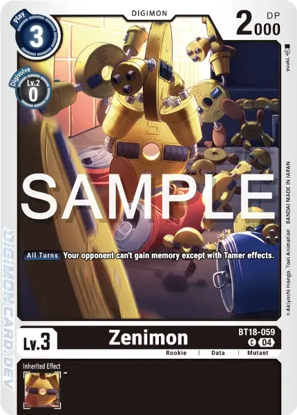 Digimon TCG Card BT18-059 Zenimon