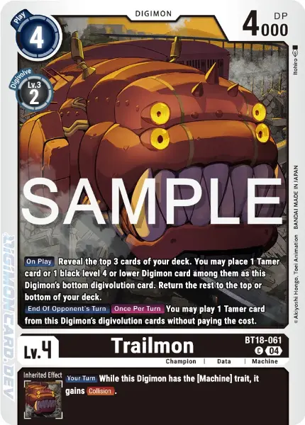 Digimon TCG Card BT18-061 Trailmon