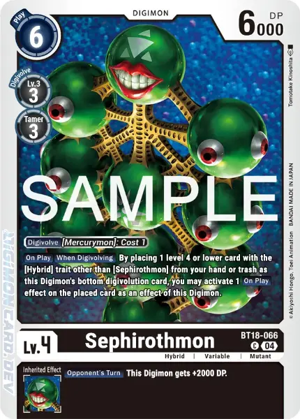 Digimon TCG Card BT18-066 Sephirothmon