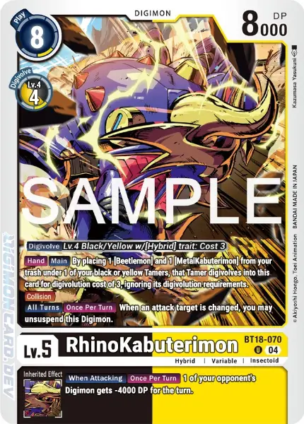 Digimon TCG Card 'BT18-070' 'RhinoKabuterimon'