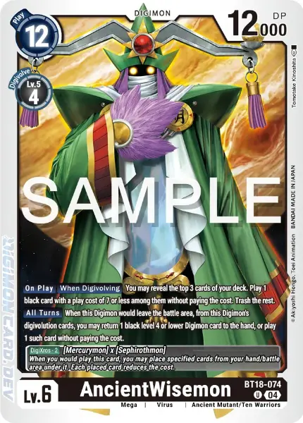 Digimon TCG Card BT18-074 AncientWisemon