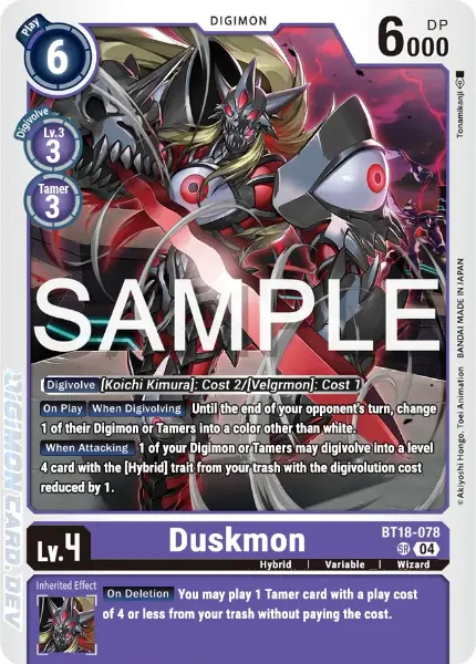 Digimon TCG Card BT18-078 Duskmon