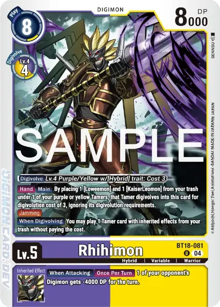 Digimon TCG Card 'BT18-081' 'Rhihimon'