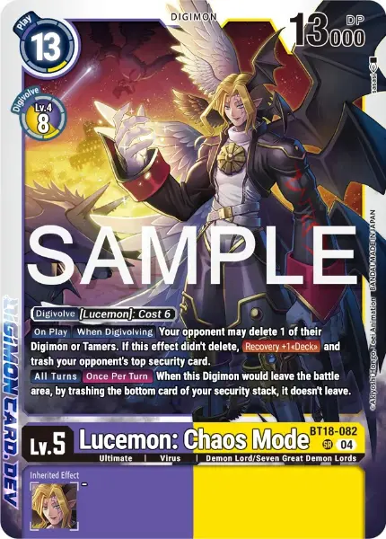 Digimon TCG Card BT18-082 Lucemon: Chaos Mode