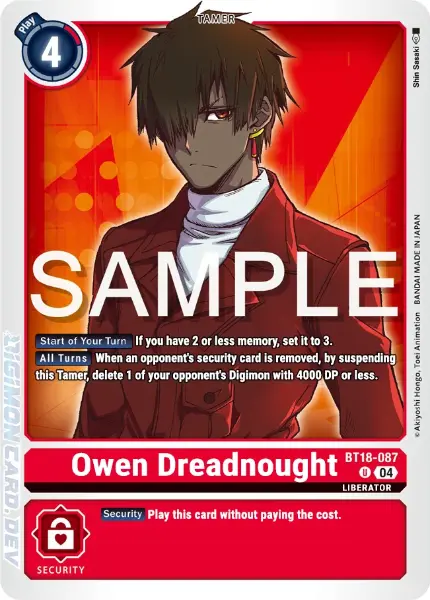 Digimon TCG Card 'BT18-087' 'Owen Dreadnought'