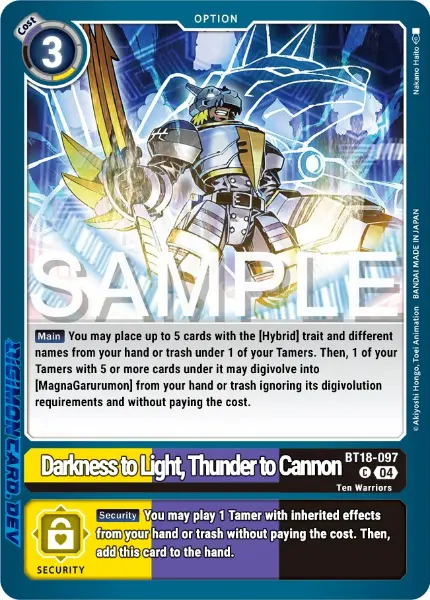 Digimon TCG Card BT18-097 Darkness to Light, Thunder to Cannon