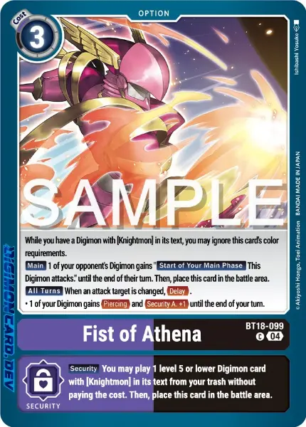 Digimon TCG Card 'BT18-099' 'Fist of Athena'