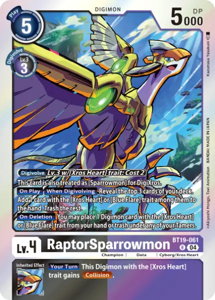 Digimon TCG Card 'BT19-061' 'RaptorSparrowmon'