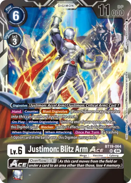 Digimon TCG Card 'BT19-064' 'Justimon: Blitz Arm'